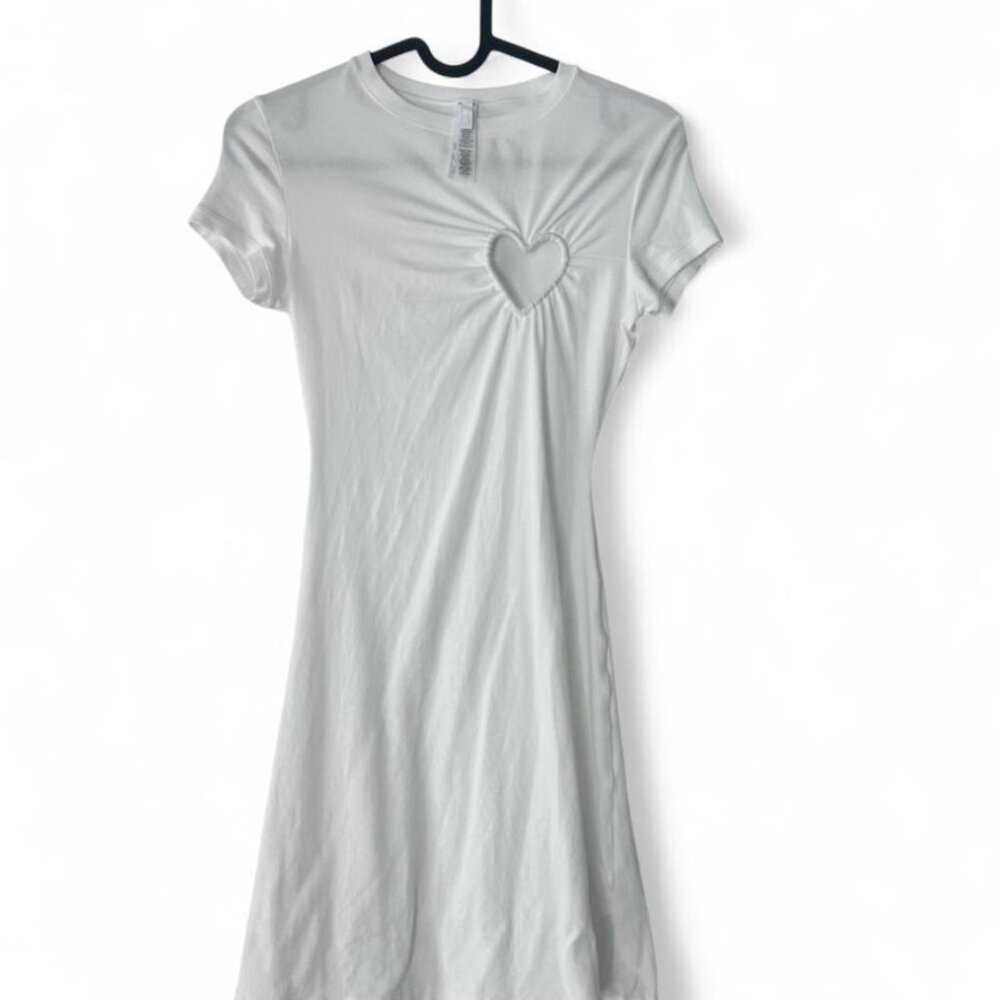 SKIMS Cotton Jersey Heart Mini Dress Snow XS
